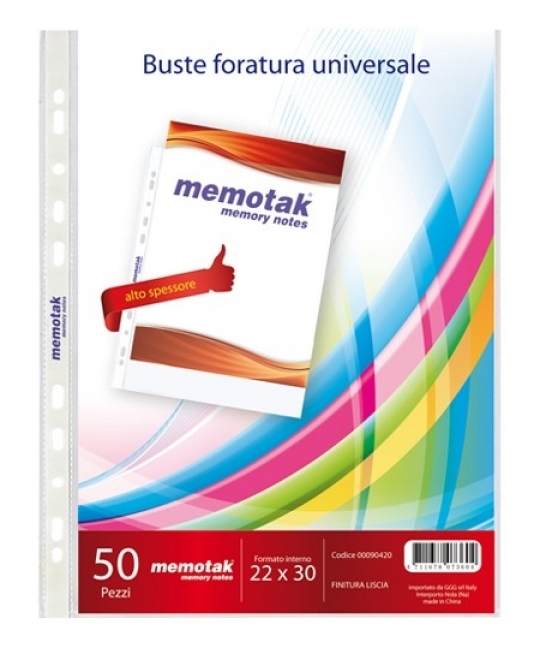 Buste 4 fori Memotak 22x30 150 micron 50 pz.